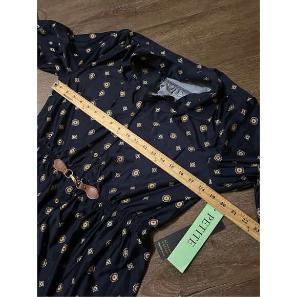 Always Indigo Womens Tunic Dress Button Up Elastic Waist Belted New XL petite ￼ - Picture 9 of 12